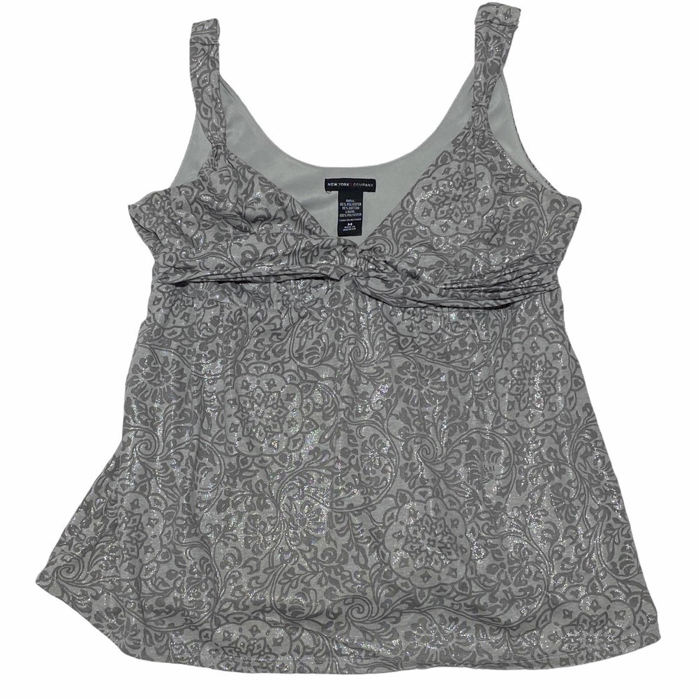 NEW York & Company Gray Floral Blouse Size Medium